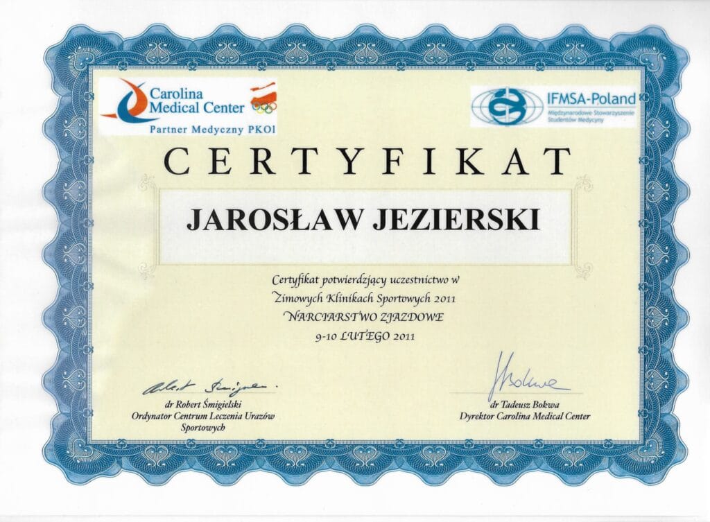 Certyfikat- Jarosław Jezierski
