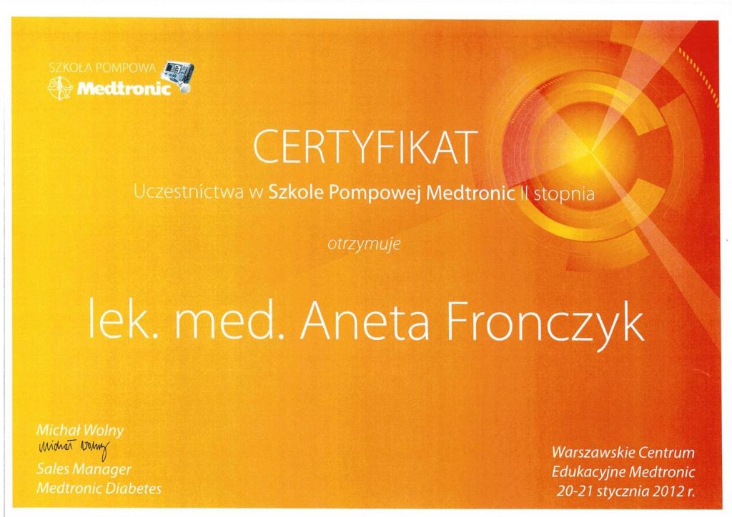 Certyfikat - Aneta Fronczyk