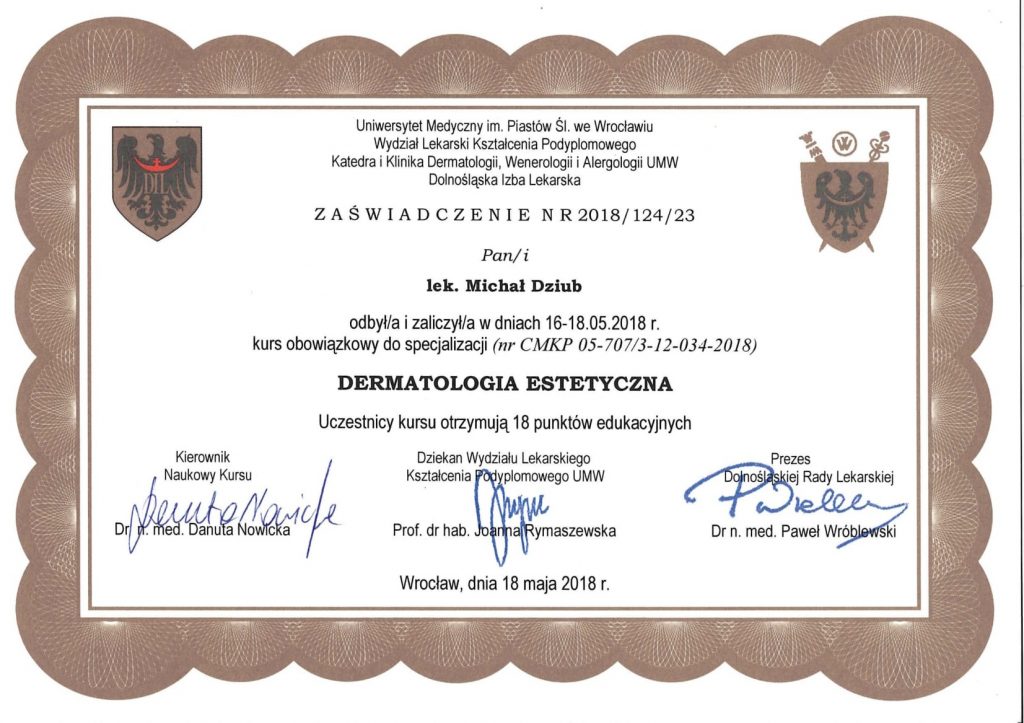 Certyfikat - Michał Dziub