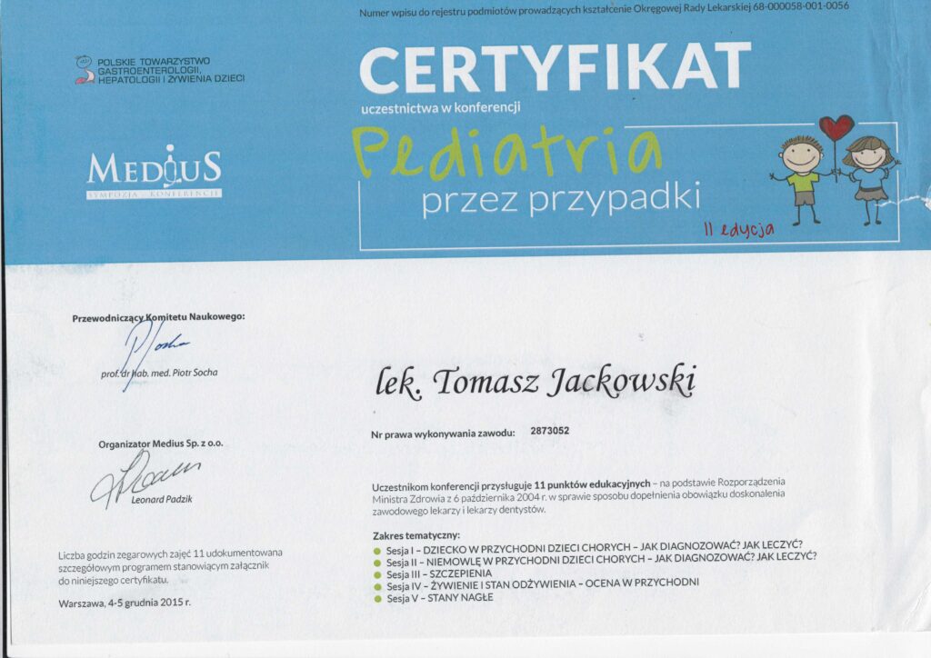 Certyfikat - Tomasz Jackowski