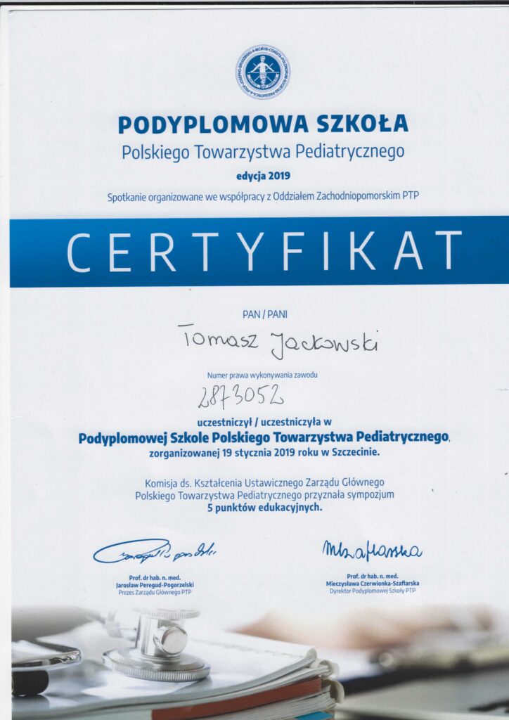 Certyfikat - Tomasz Jackowski