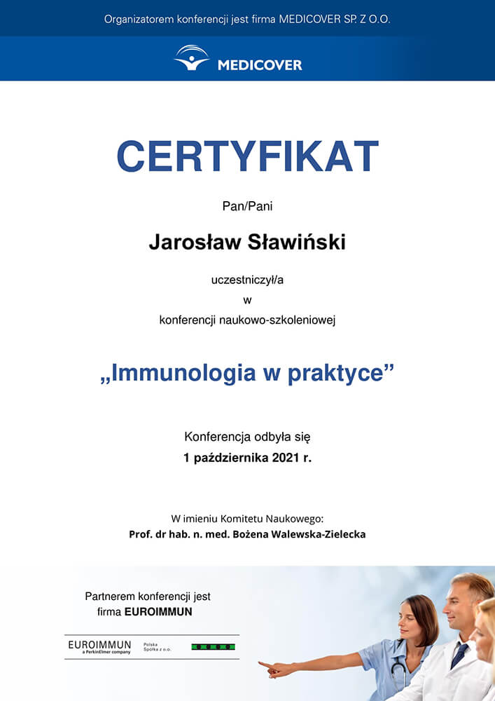 Certyfikat - Jarosław Sławiński