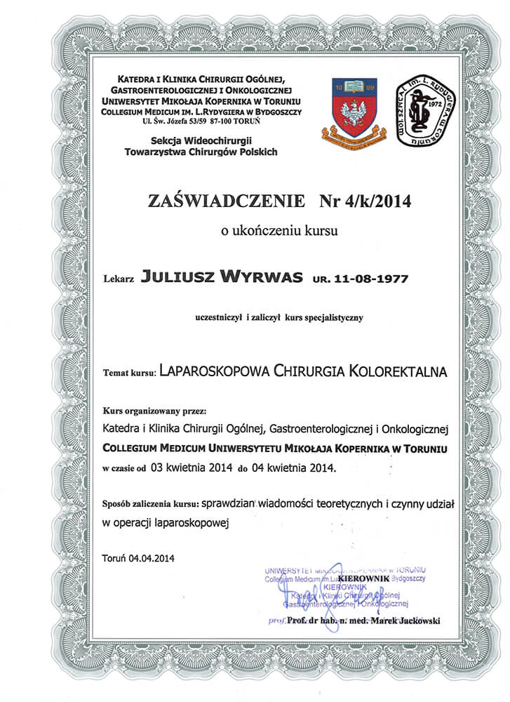 Certyfikat - Juliusz Wyrwas