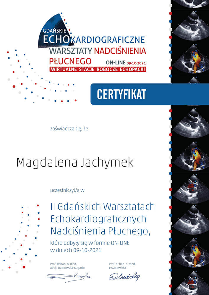 Certyfikat - Magdalena Jachymek