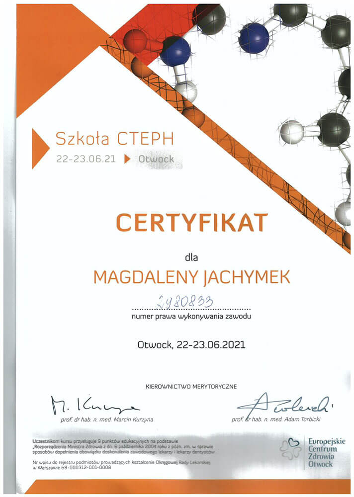 Certyfikat - Magdalena Jachymek